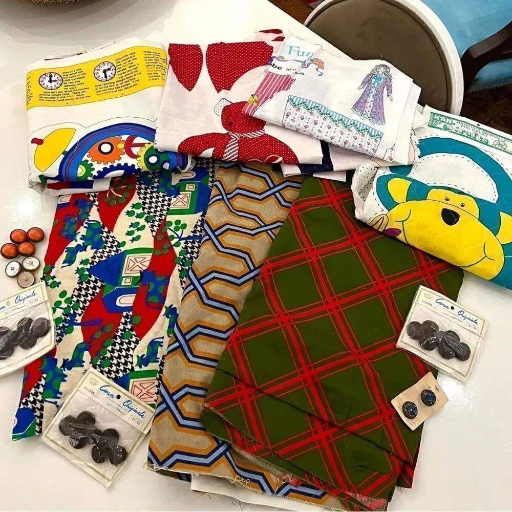 MASSIVE Vintage 29 Piece DIY Crafters Fabric Embroidery Sewing Delight Lot